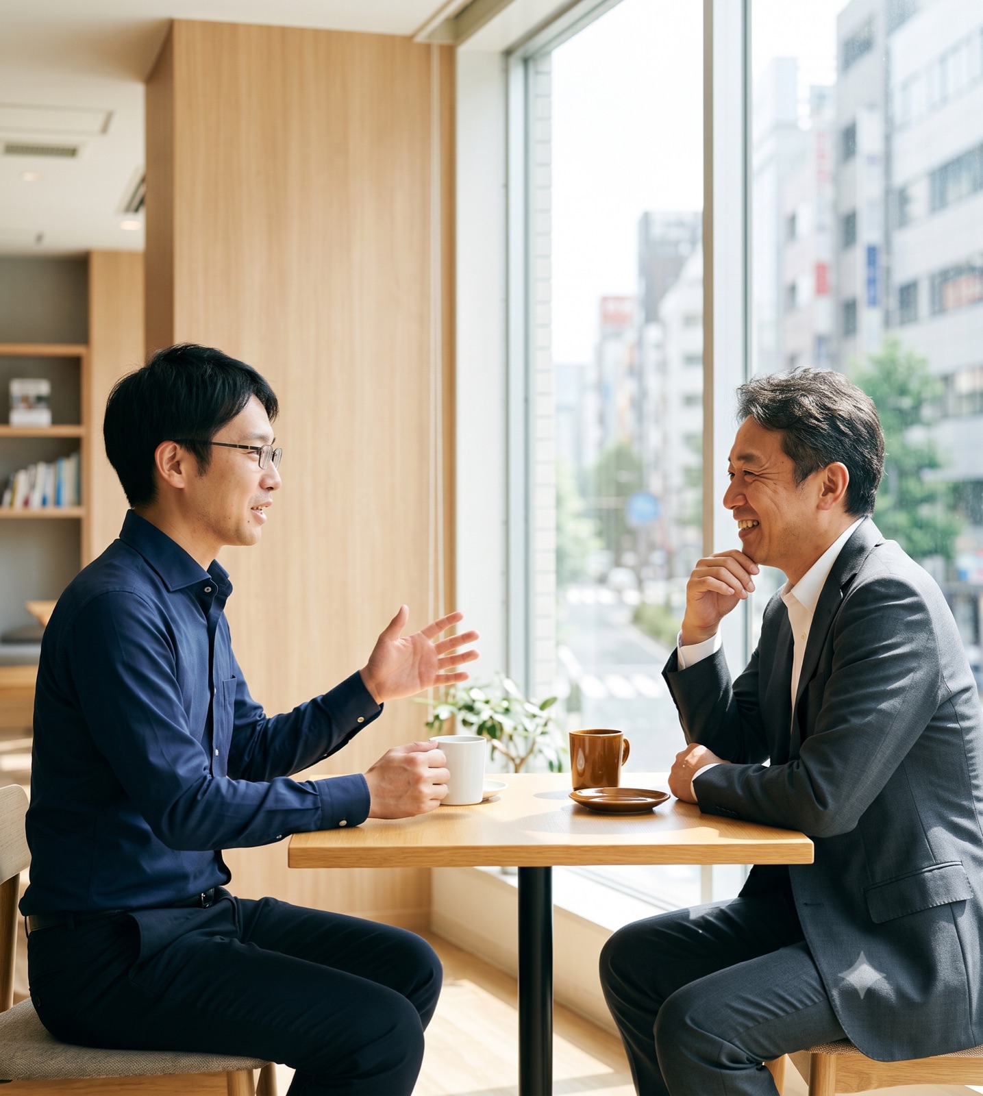 経営者のかたわらで対話する場面